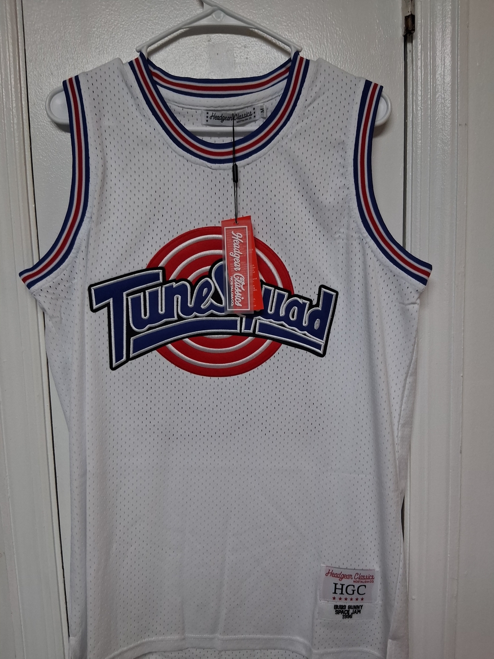Tune Squad Mens MEDIUM White Mesh Basketball Jersey